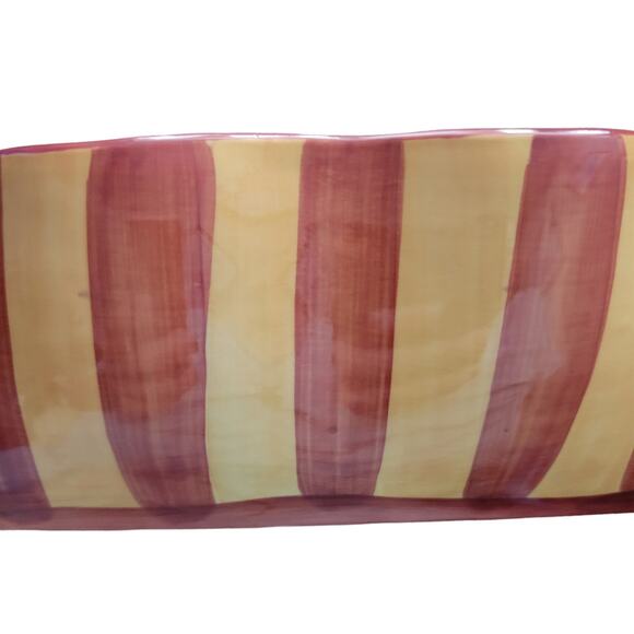 Gail Pittman Hand-Painted Canoe-Shaped Bowl – Striped Sides, Great Condition - Picture 7 of 11